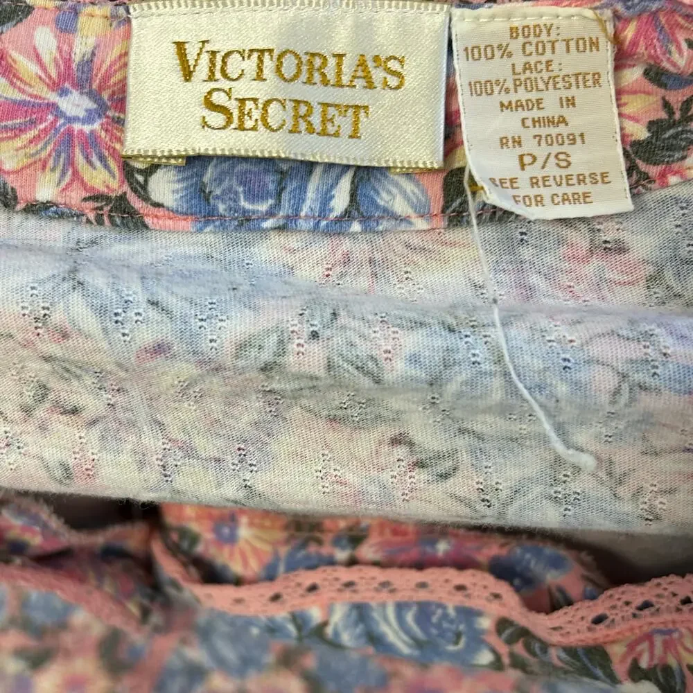 Vintage Victoria's Secret Gold Label Floral Nightgown Sleep Shirt Pajama Small P